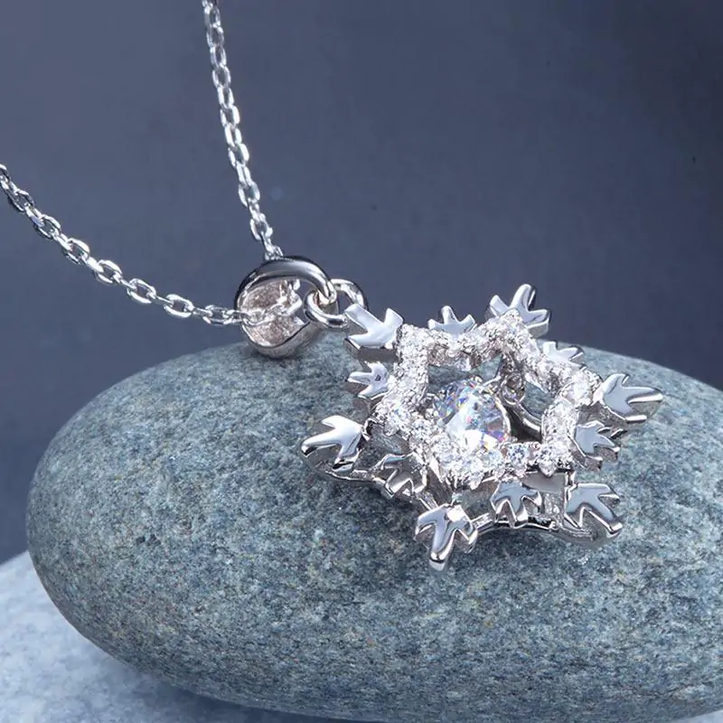 Dancing Stone Snowflake Pendant Necklace - Image 5
