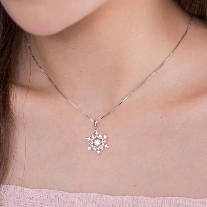 Dancing Stone Snowflake Pendant Necklace - Image 2