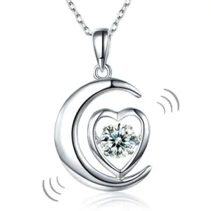 Dancing Stone Moon Heart Pendant Necklace