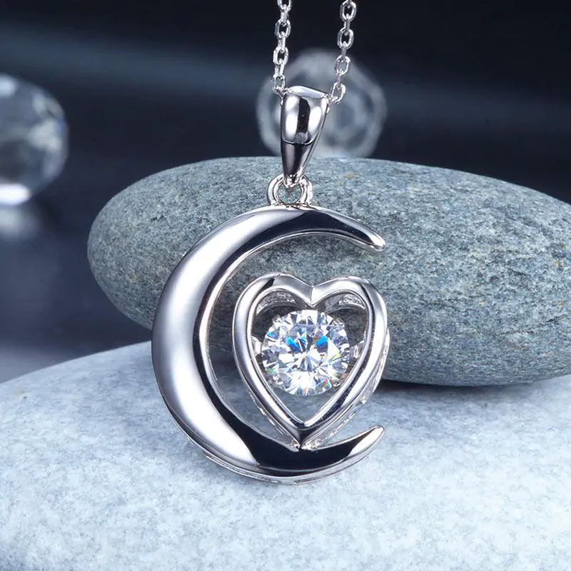 Dancing Stone Moon Heart Pendant Necklace - Image 4