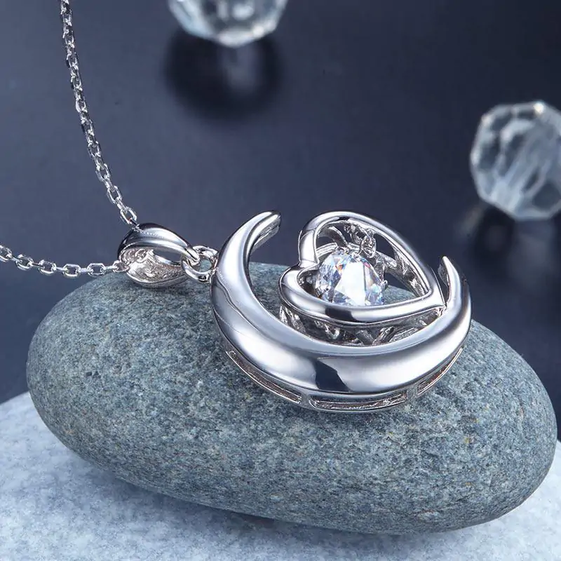 Dancing Stone Moon Heart Pendant Necklace - Image 5