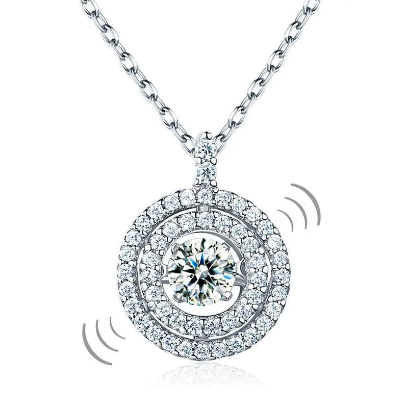 Dancing Stone Halo Pendant Necklace