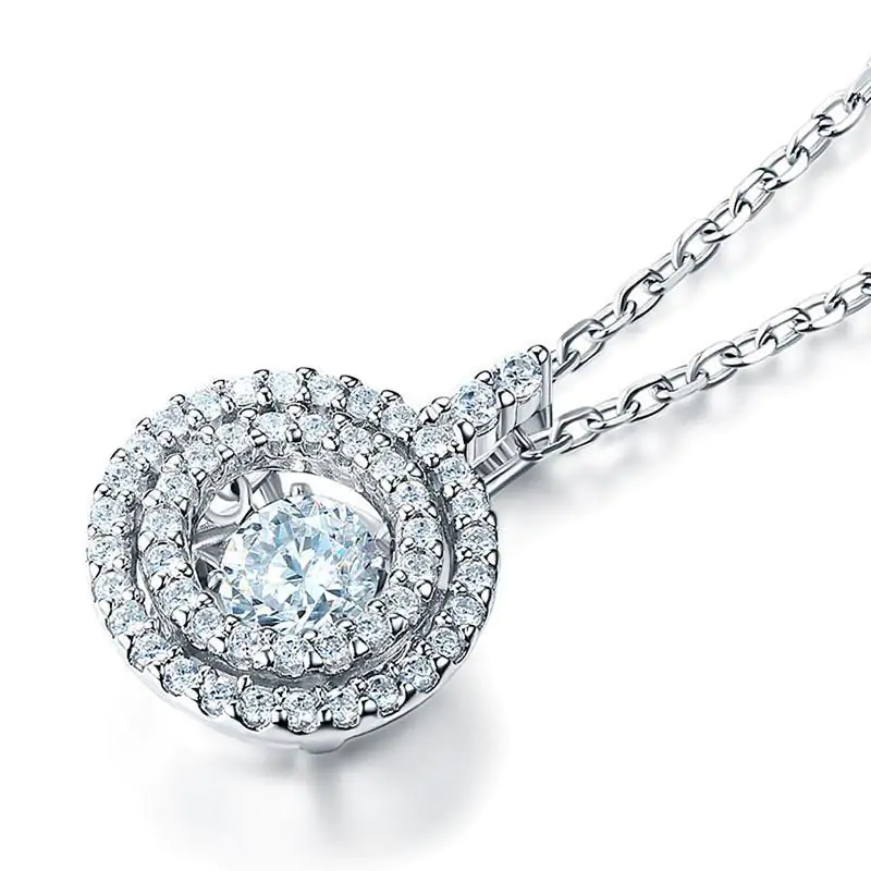 Dancing Stone Halo Pendant Necklace - Image 4