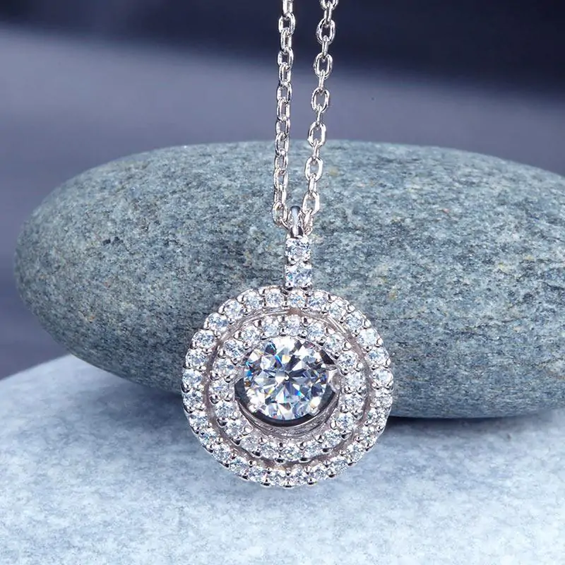 Dancing Stone Halo Pendant Necklace - Image 3