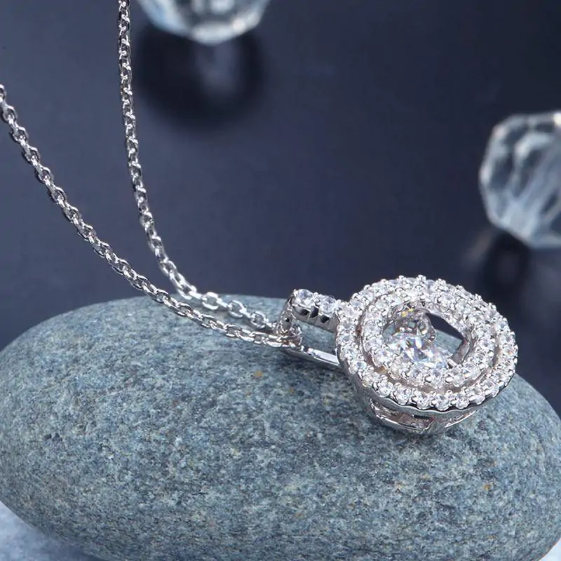 Dancing Stone Halo Pendant Necklace - Image 5