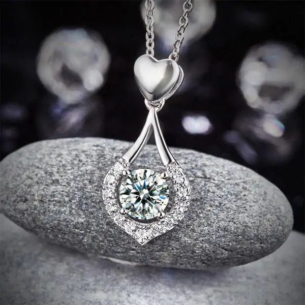 Heart Tear Drop Pendant Necklace - Image 5