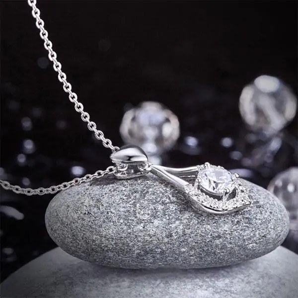Dancing Stone Swarovski Zirconia Heart Tear Drop Pendant Necklace - Image 5