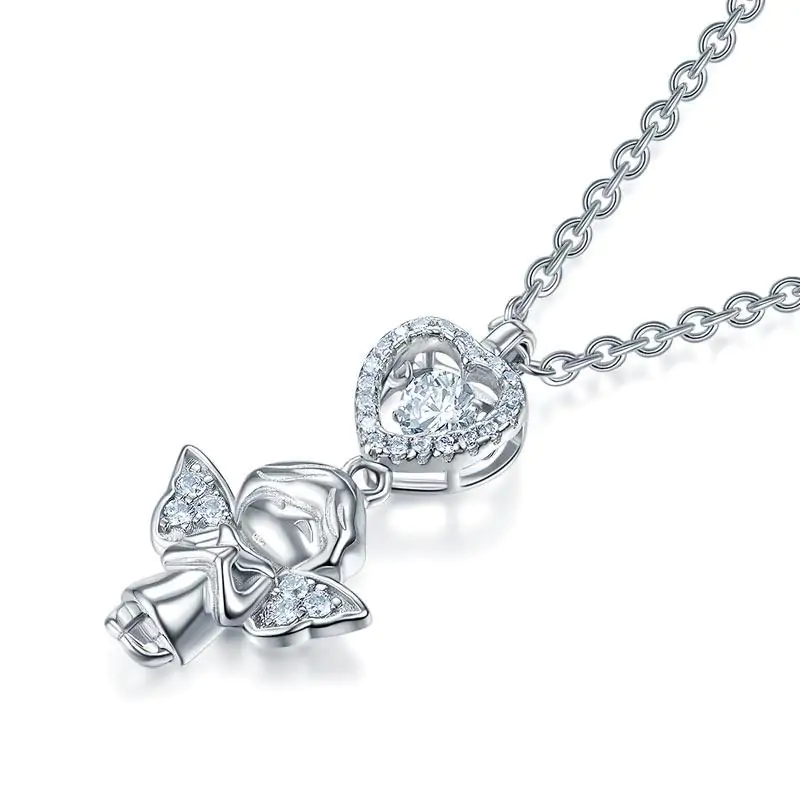 Kids Angel Heart Dancing Stone Pendant Necklace - Image 2
