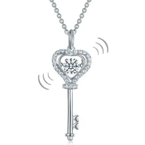 Key Heart Dancing Stone Kids Pendant Necklace