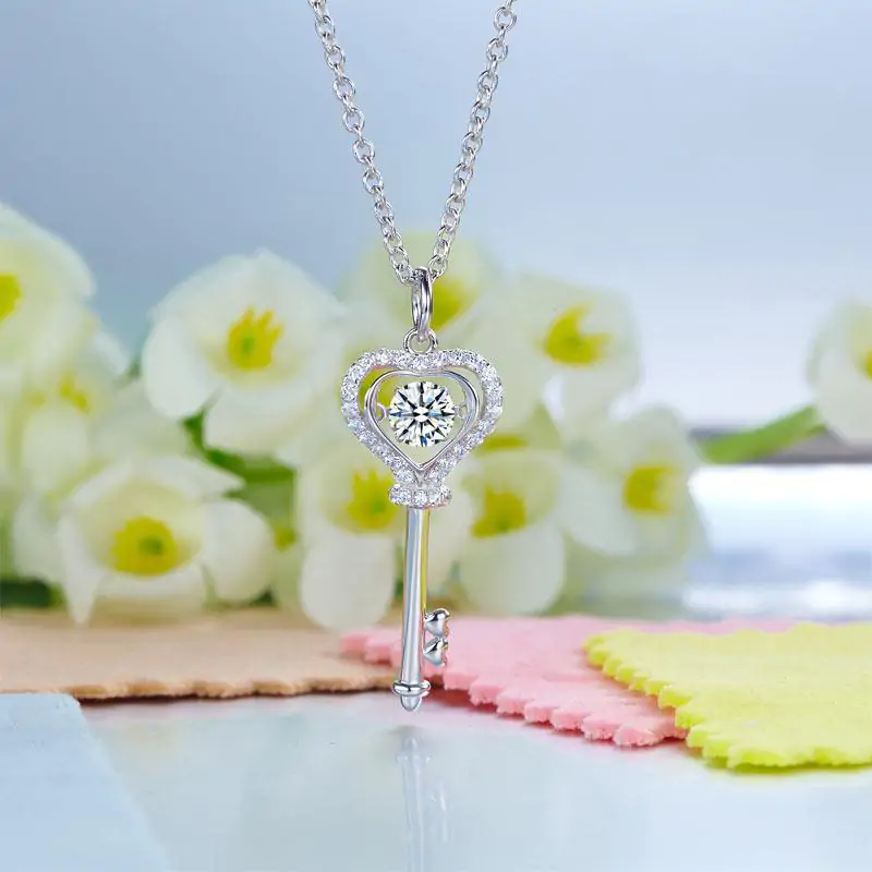 Key Heart Dancing Stone Kids Pendant Necklace - Image 4