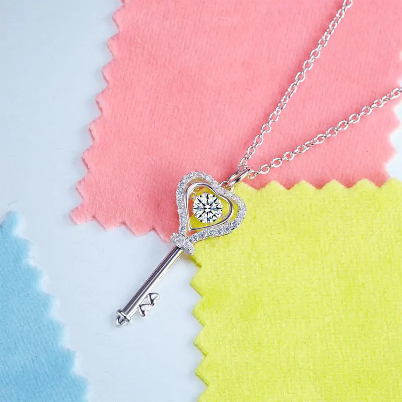 Key Heart Dancing Stone Kids Pendant Necklace - Image 5