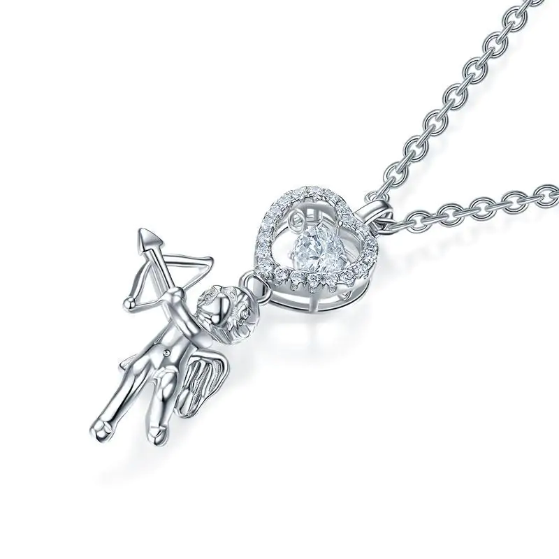 Love Angel Heart Dancing Stone Kids Girl Pendant Necklace - Image 2