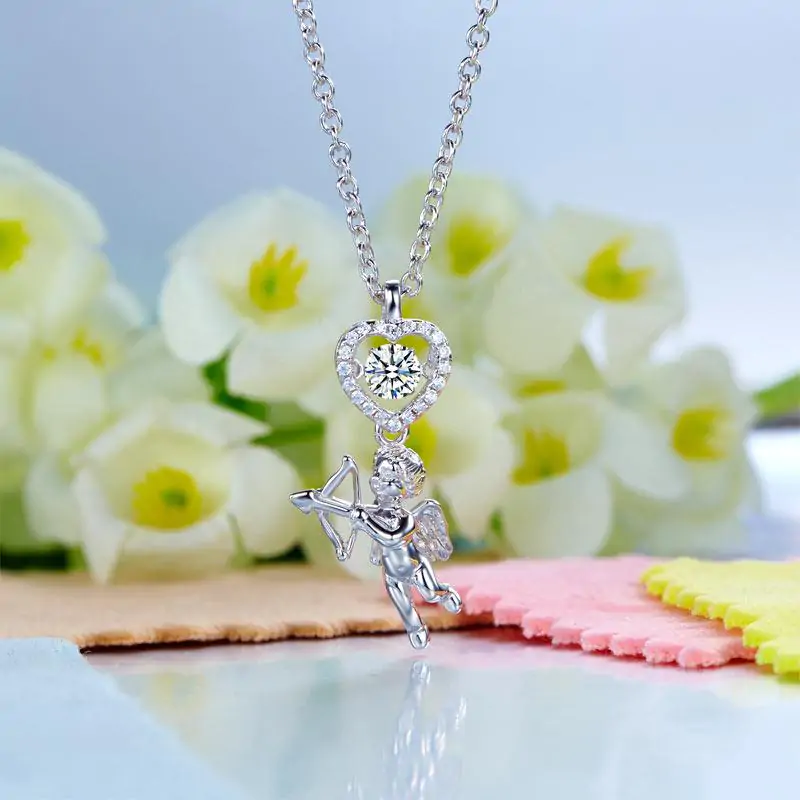 Love Angel Heart Dancing Stone Kids Girl Pendant Necklace - Image 4