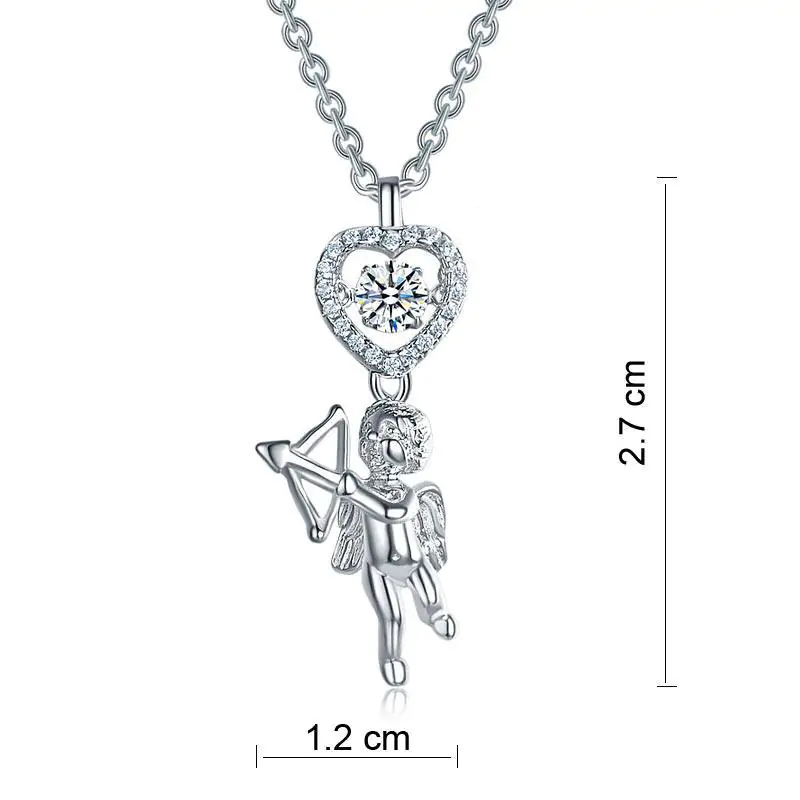 Love Angel Heart Dancing Stone Kids Girl Pendant Necklace - Image 3