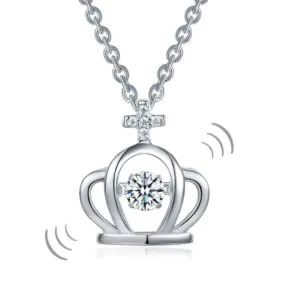 Kids Crown Dancing Stone Pendant Necklace