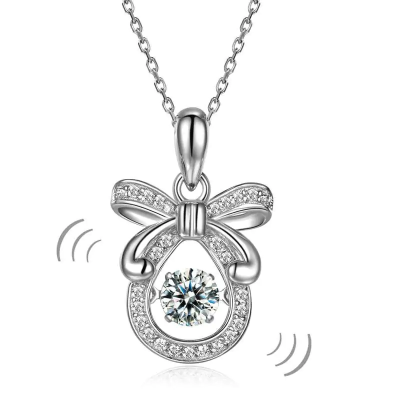 Ribbon Dancing Stone Pendant Necklace