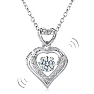 Double Heart Dancing Stone Pendant Necklace