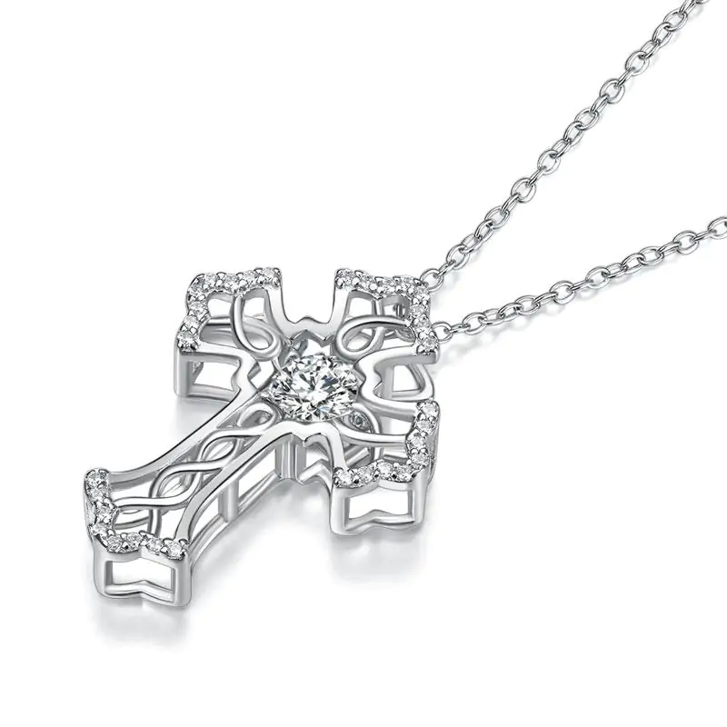 Vintage Style Cross Dancing Stone Pendant Necklace - Image 4