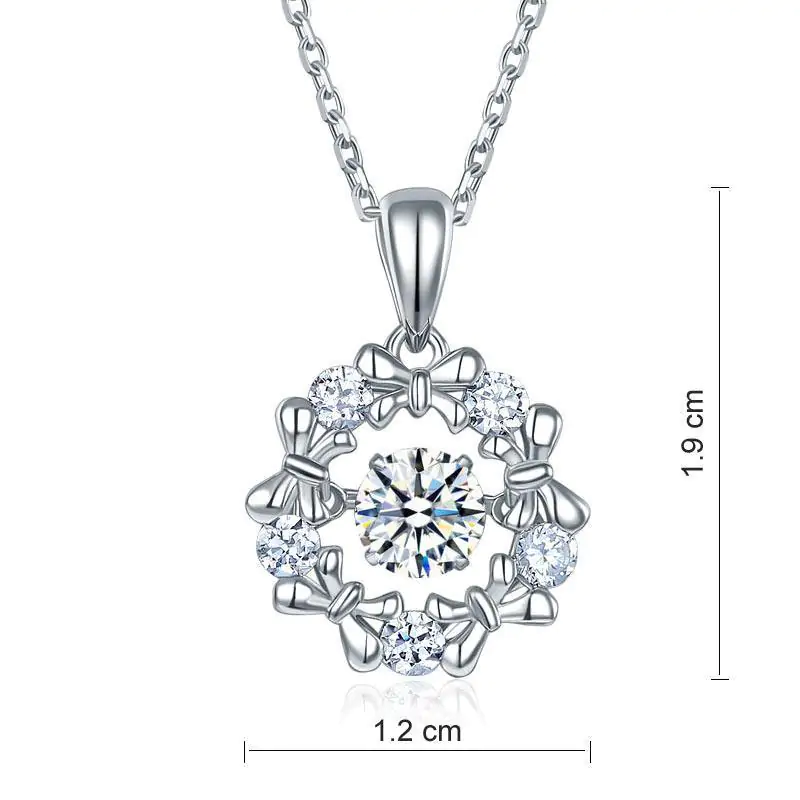 Dancing Stone Pendant Necklace Ribbon Flower - Image 3