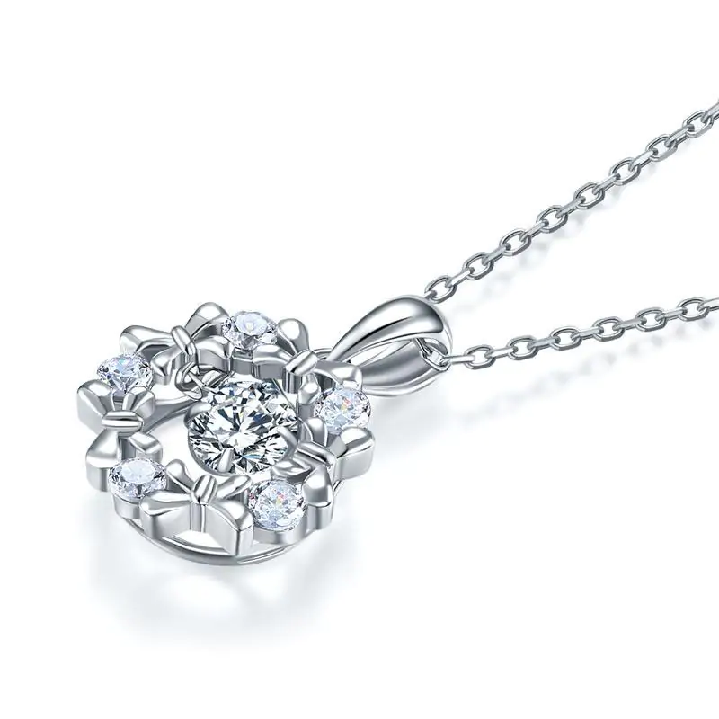 Dancing Stone Pendant Necklace Ribbon Flower - Image 5