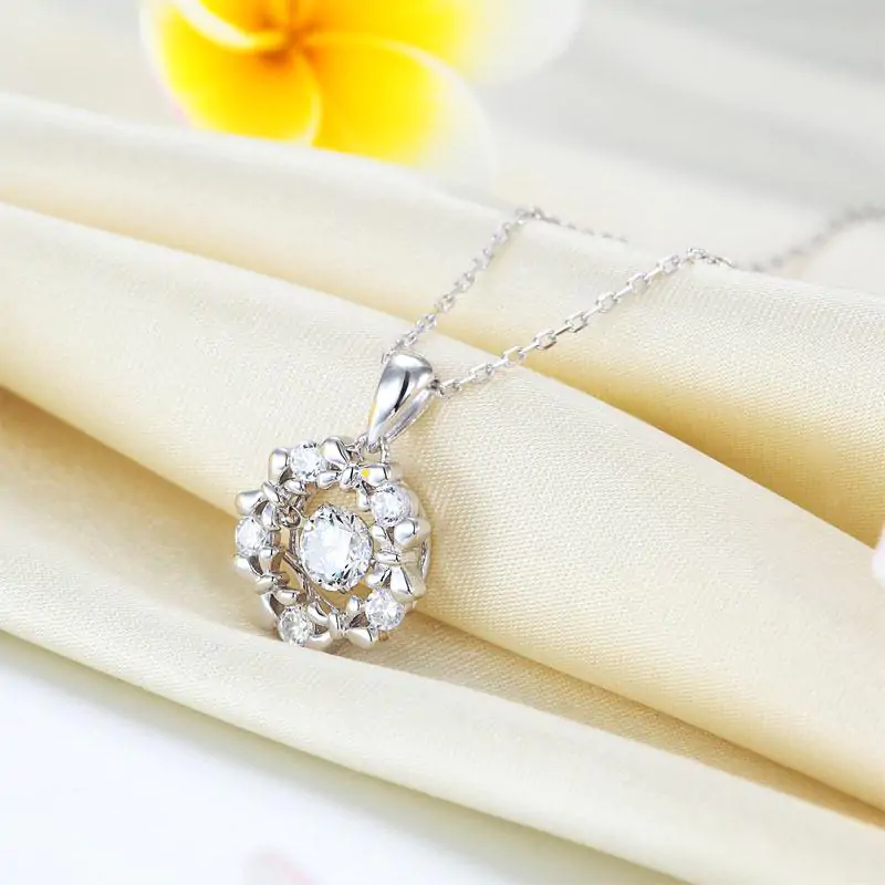 Dancing Stone Pendant Necklace Ribbon Flower - Image 6