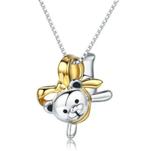 Lovely Bear Pendant Necklace 925 Sterling Silve
