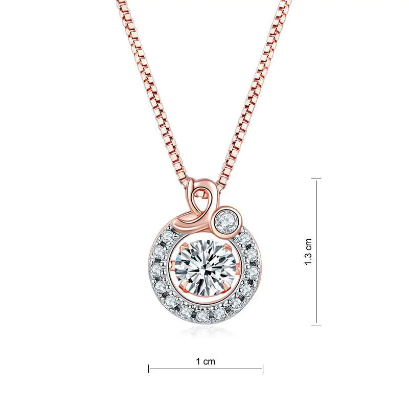 Dancing Stone Pendant Necklace Solid 925 Sterling Silver Rose Gold Plated - Image 3