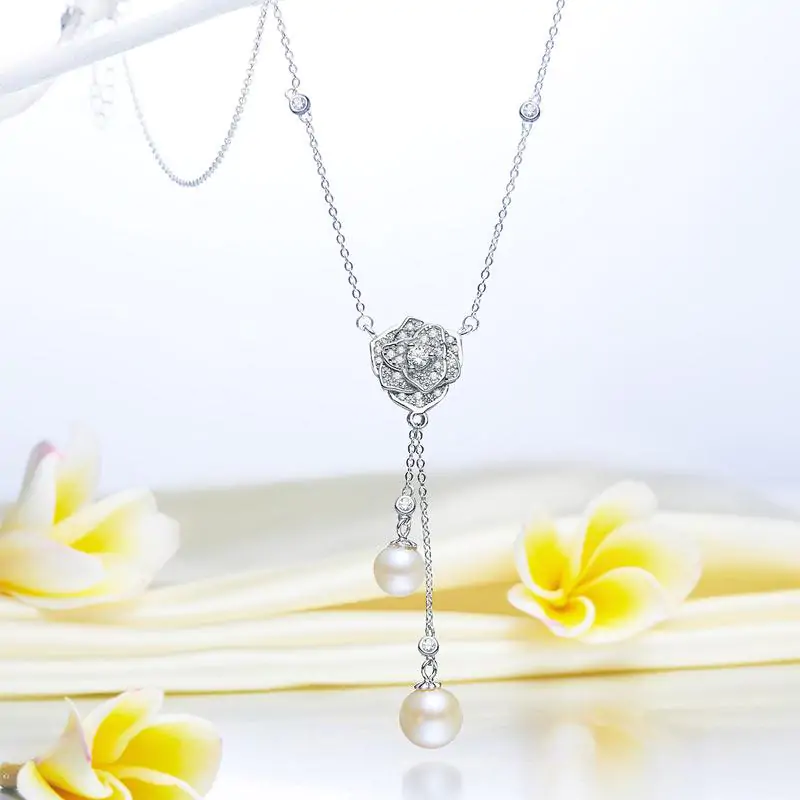 Rose Fresh Water Pearls Necklace - Image 3