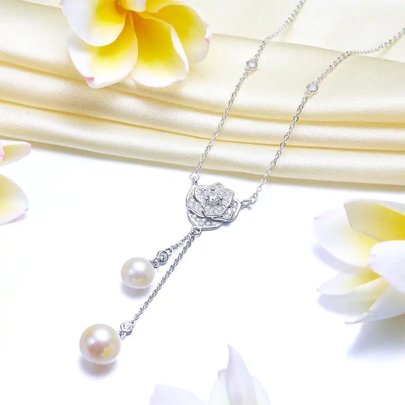 Rose Fresh Water Pearls Necklace - Image 4