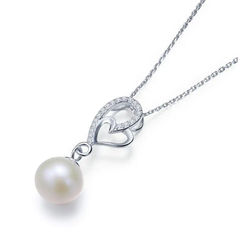 Fresh Water Pearl Heart Necklace 925 Sterling Silver - Image 2