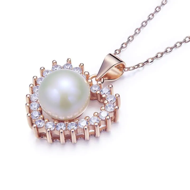 Fresh Water Pearl Heart Necklace with Rose Gold Plated - Image 2