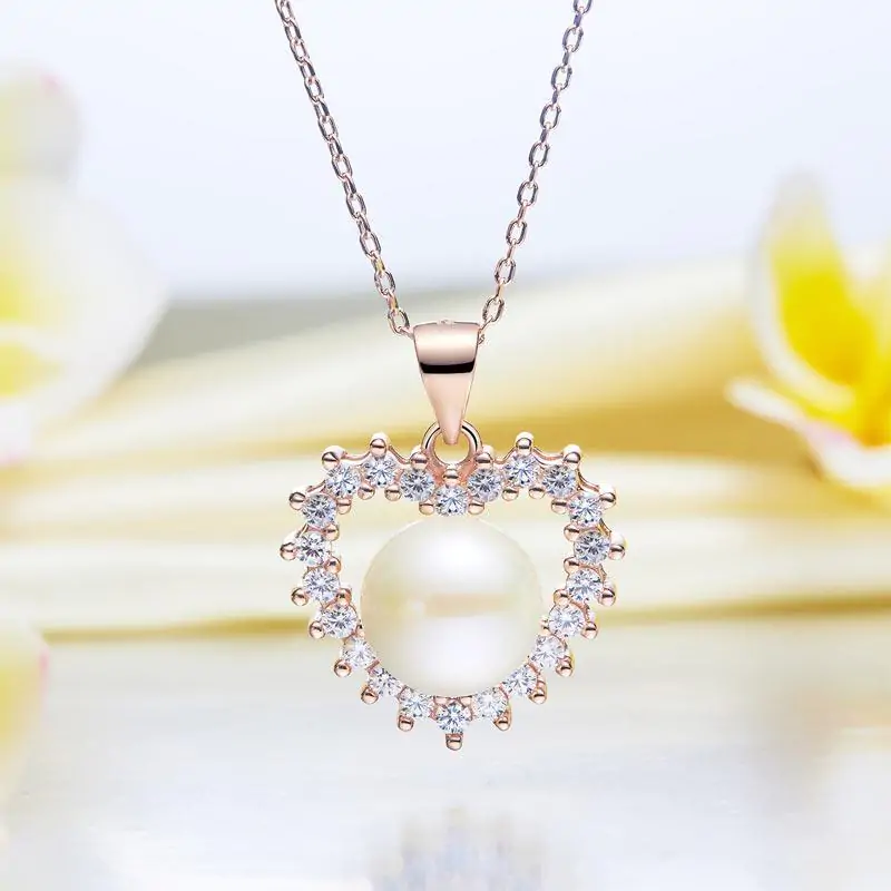 Fresh Water Pearl Heart Necklace with Rose Gold Plated - Image 3