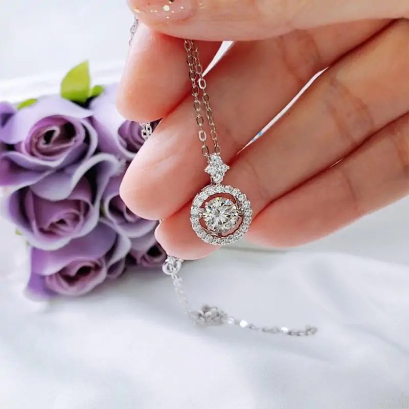 1 Carat Moissanite Diamond Dancing Stone Necklace - Image 4