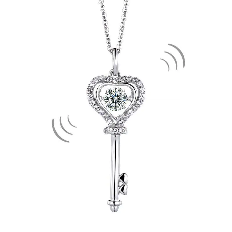 1 Carat Moissanite Diamond Dancing Stone Key Necklace - Image 3