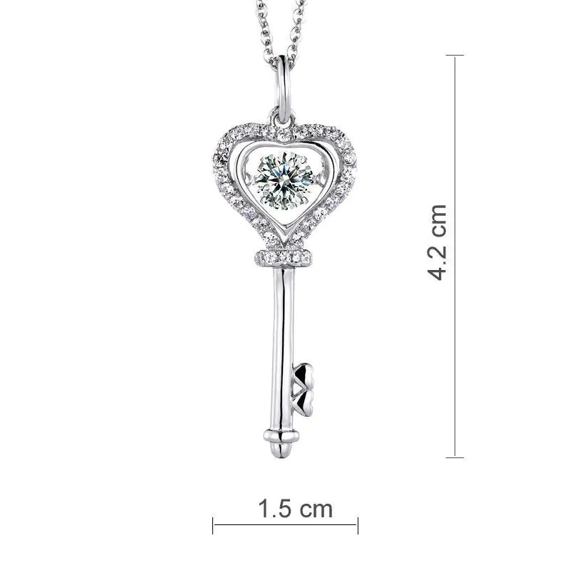 1 Carat Moissanite Diamond Dancing Stone Key Necklace - Image 2