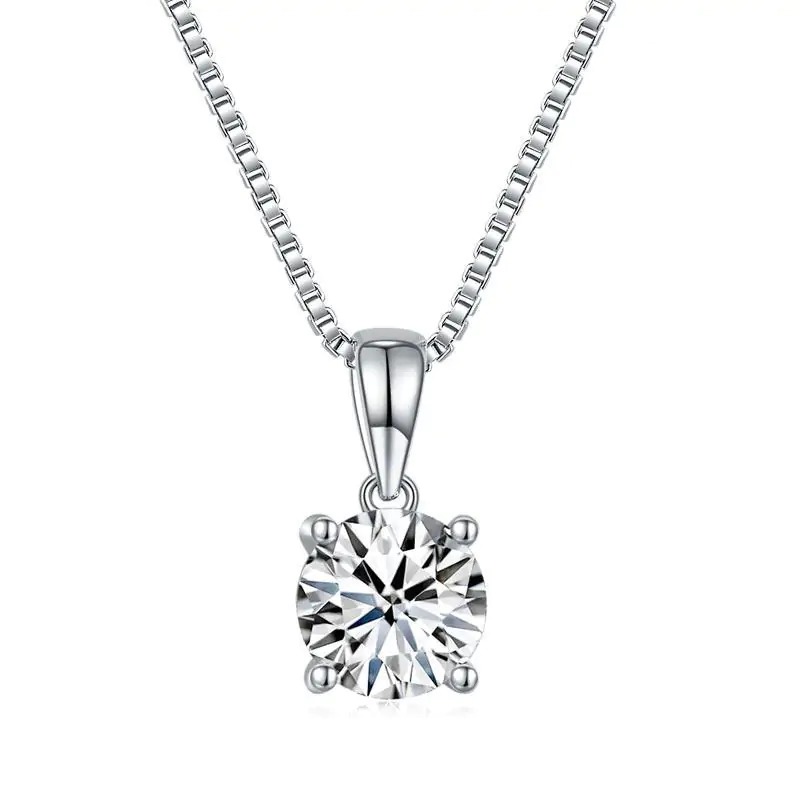 1 Carat Moissanite Diamond Pendant Necklace