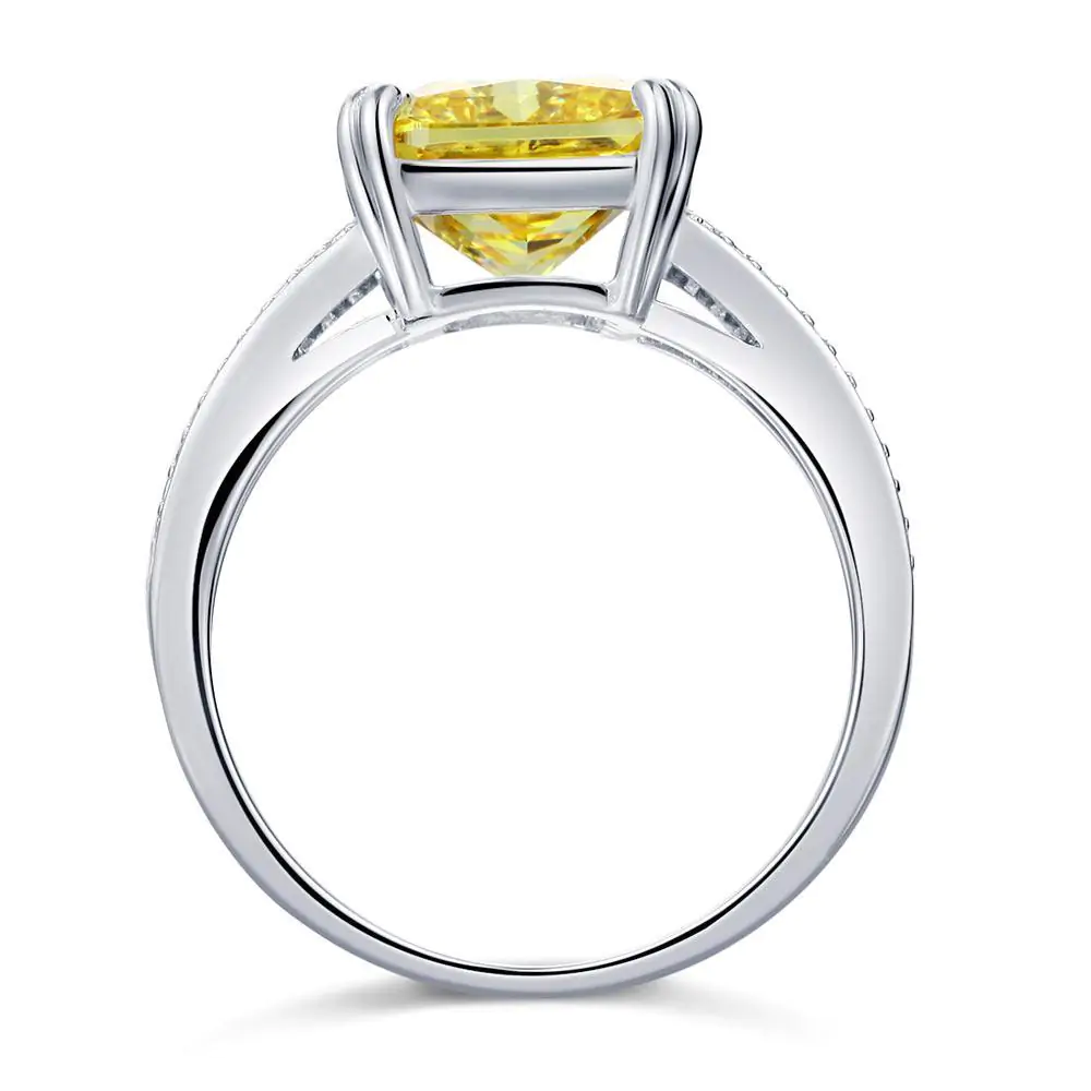 6 Carat Yellow Created Diamond Radiant Cut Ring - Image 4