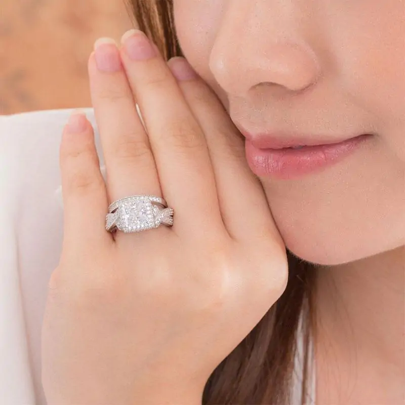 Vintage Style Ring Set Princess Cut - Image 6