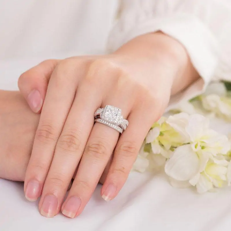 Vintage Style Ring Set Princess Cut - Image 7