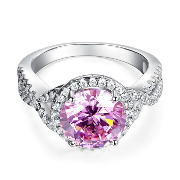 3 Carat Fancy Pink Created Diamond Ring - Image 3