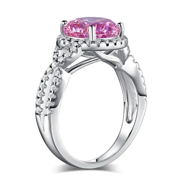 3 Carat Fancy Pink Created Diamond Ring - Image 4