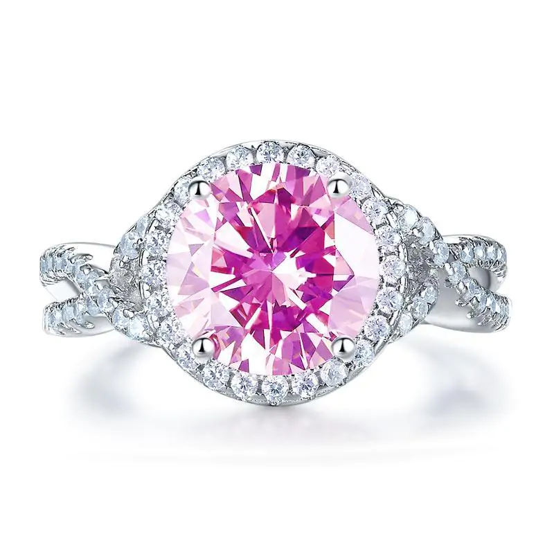 3 Carat Fancy Pink Created Diamond Ring - Image 2
