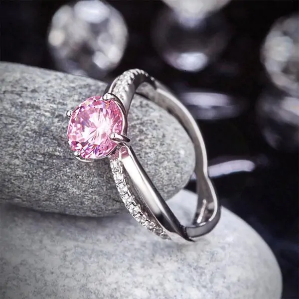 1.25 Ct Pink Created Diamond Ring - Image 5