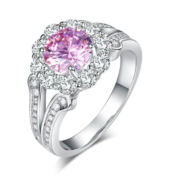 Art Deco Vintage 1.25 Ct Pink Created Diamond Ring