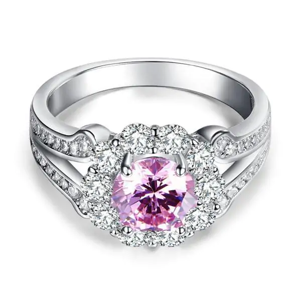 Art Deco Vintage 1.25 Ct Pink Created Diamond Ring - Image 2
