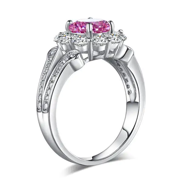 Art Deco Vintage 1.25 Ct Pink Created Diamond Ring - Image 3
