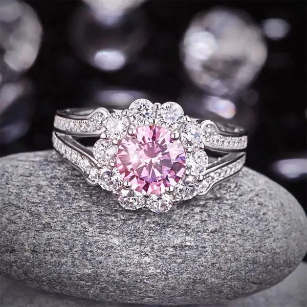 Art Deco Vintage 1.25 Ct Pink Created Diamond Ring - Image 4