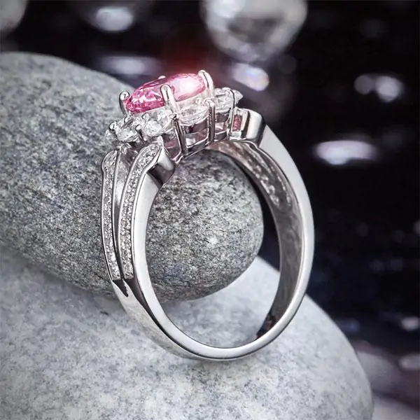 Art Deco Vintage 1.25 Ct Pink Created Diamond Ring - Image 6