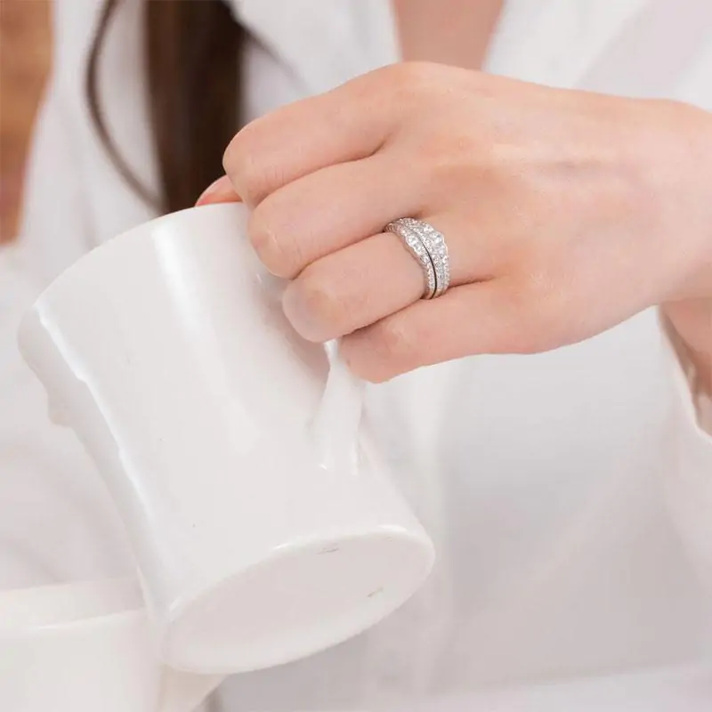 Solid 925 Sterling Silver Ring Set 3-Pieces - Image 5