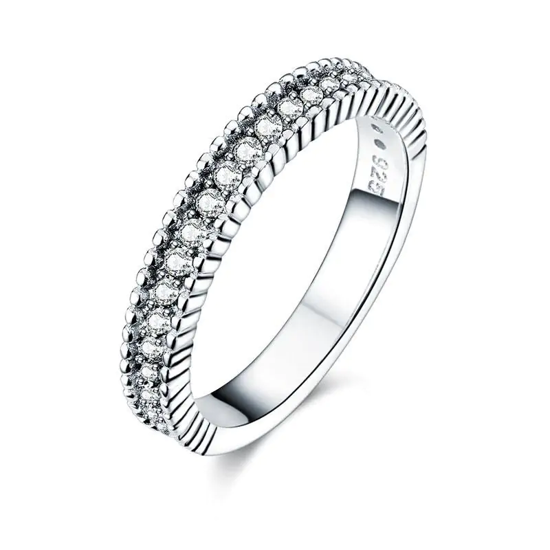 Solid 925 Sterling Silver 2-Pcs Ring Set 1 Ct Created Diamante - Image 7